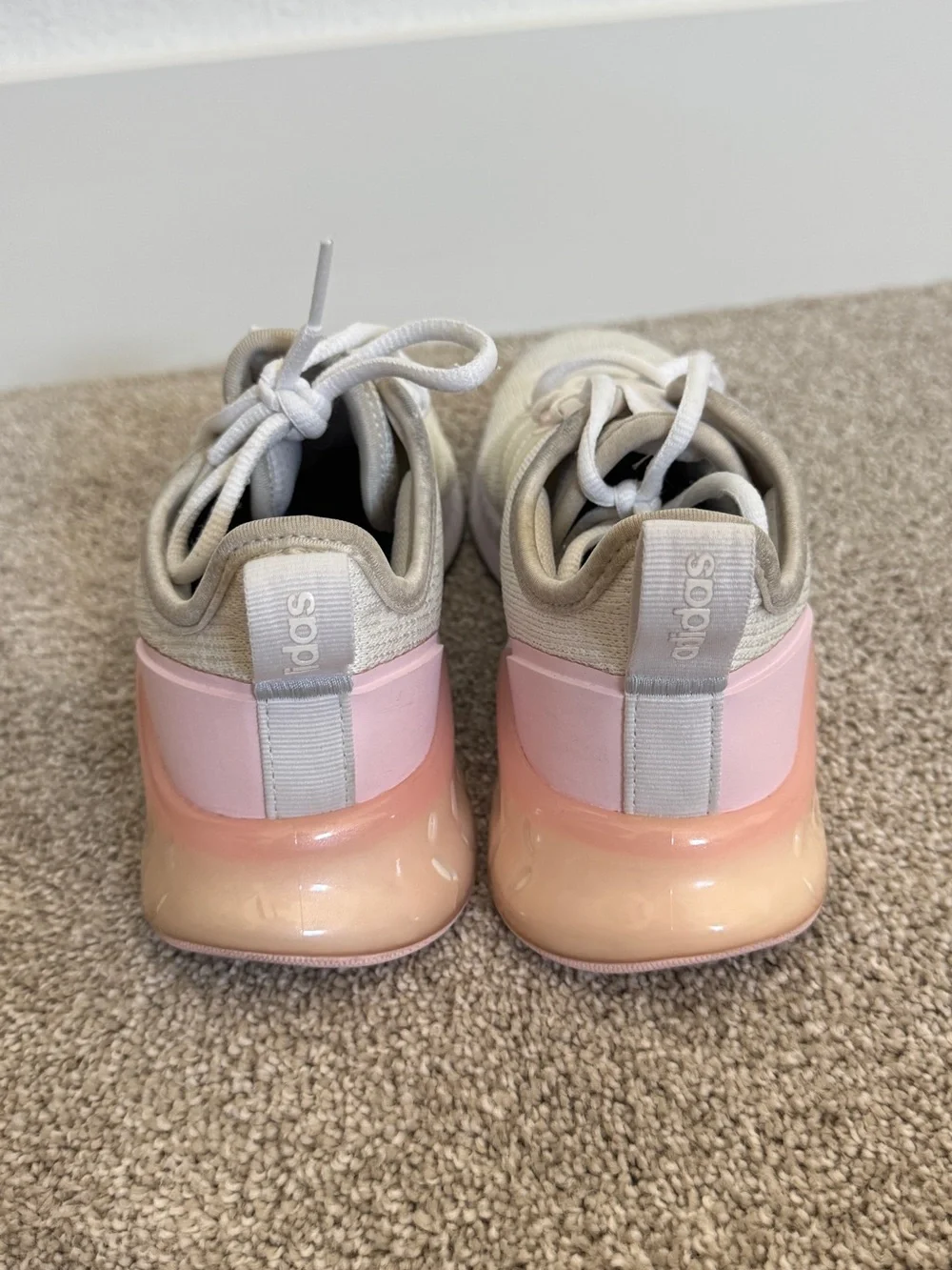 adidas Women’s Cream & Pink Knit Athletic Sneakers